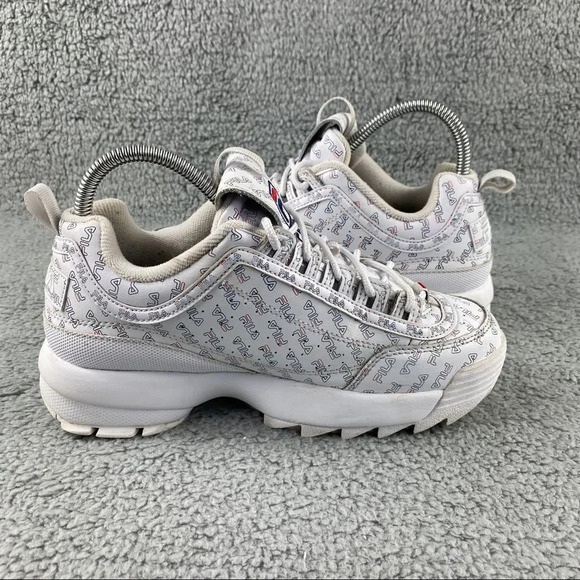 FILA SHOE SNEAKERS Disruptor 2 Multi‎ Womens 7 Lace Up Pull Tab White Blue Logo - Picture 9 of 12
